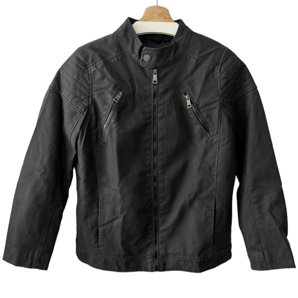 Urban Republic Kids Faux Leather Moto Biker Jacket Full Zip Gray XL‎ (18/20)